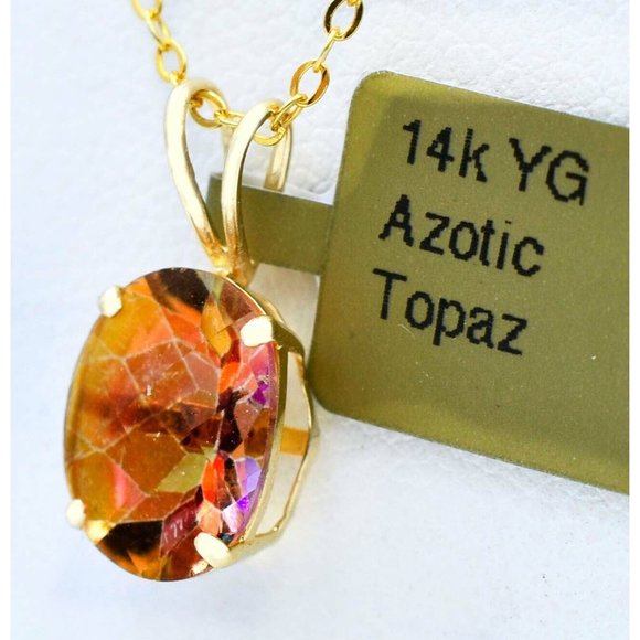 Azotic Topaz 3.75 Cts Solitaire Pendant 14K Yellow Gold - Picture 3 of 3
